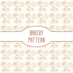 Pattern of bread and bakery products. Baked food goods background. Vector illustration.