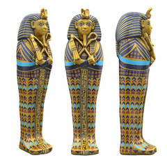 Egyptian Pharaoh Mummy Coffin Isolated