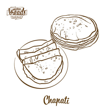 Chapati bread vector drawing