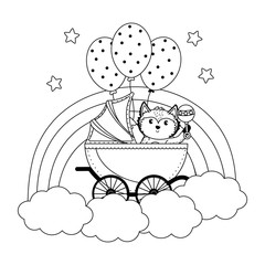 Fox and baby shower symbol design