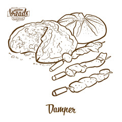 Damper bread vector drawing