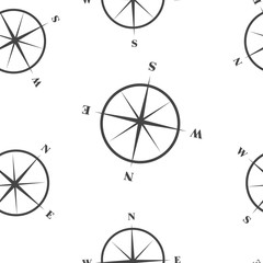 Vector icon compass with indication sides of the world. Illustration compass symbol for determining the sides of the world seamless pattern on a white background.