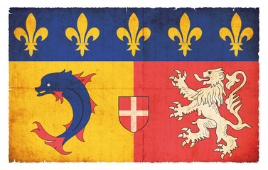 Grunge Flagge Rhone-Alpes (Frankreich)