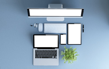 devices top view mockup