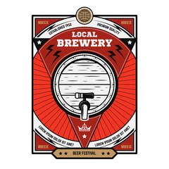 VINTAGE BEER EMBLEM WITH COLOR