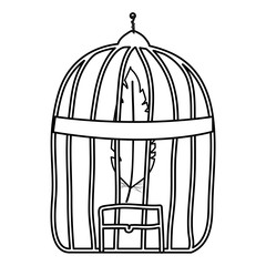 cage bird jail with feather
