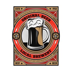 VINTAGE BEER EMBLEM WITH COLOR