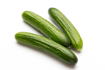 Fresh cucumber on white background.