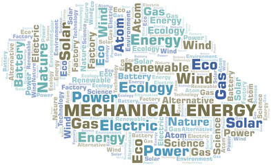 Fototapeta na wymiar Mechanical Energy word cloud. Wordcloud made with text only.