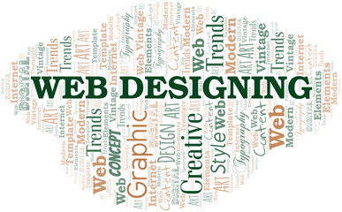 Web Designing word cloud. Wordcloud made with text only.