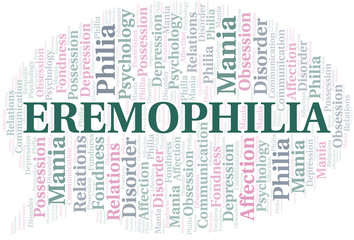 Obraz premium Eremophilia word cloud. Type of Philia.