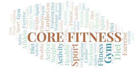 Core Fitness word cloud. Wordcloud made with text only.