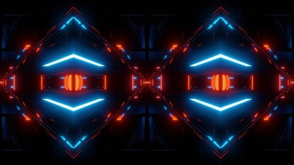 abstract scifi tunnel mirrored with blue lights