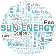 Obraz premium Sun Energy word cloud. Wordcloud made with text only.