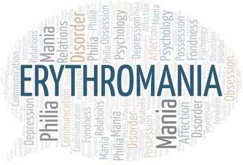 Fototapeta premium Erythromania word cloud. Type of mania, made with text only.
