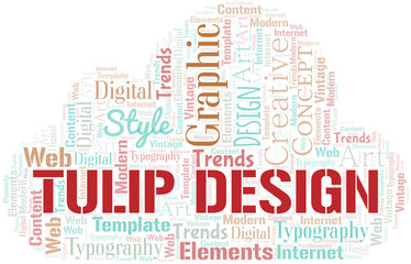 Obraz premium Tulip Design word cloud. Wordcloud made with text only.