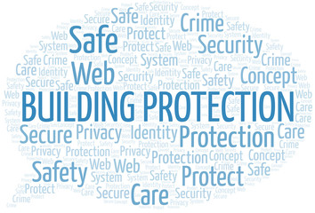 Fototapeta premium Building Protection word cloud. Wordcloud made with text only.