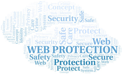Fototapeta premium Web Protection word cloud. Wordcloud made with text only.