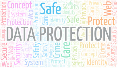 Data Protection word cloud. Wordcloud made with text only.