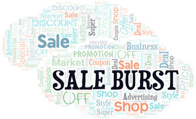 Fototapeta premium Sale Burst Word Cloud. Wordcloud Made With Text.