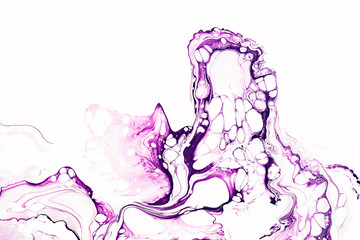 Acrylic abstract paint violet waves. Marbled, beautiful granite texture.