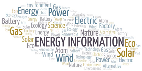 Energy Information word cloud. Wordcloud made with text only.