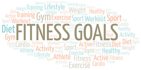 Obraz premium Fitness Goals word cloud. Wordcloud made with text only.