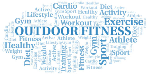 Outdoor Fitness word cloud. Wordcloud made with text only.