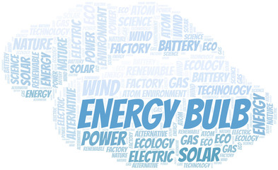 Fototapeta premium Energy Bulb word cloud. Wordcloud made with text only.