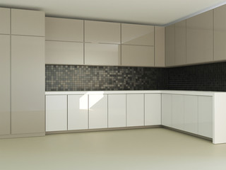 3d rendering of new minimalistic kitchen interior room