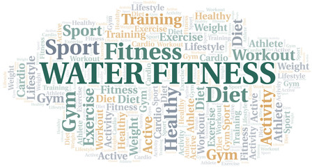 Water Fitness word cloud. Wordcloud made with text only.