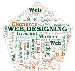 Obraz premium Web Designing word cloud. Wordcloud made with text only.