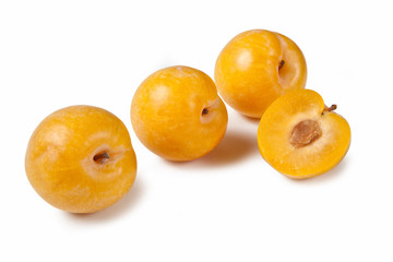 Mirabelle plum, cherry plum, isolated on white background