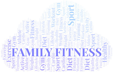 Obraz premium Family Fitness word cloud. Wordcloud made with text only.