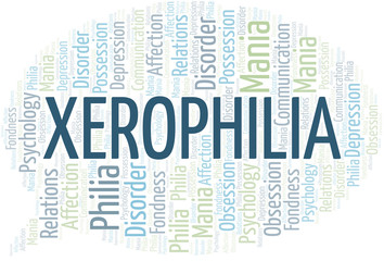 Xerophilia word cloud. Type of Philia.