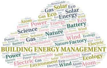 Obraz premium Building Energy Management word cloud. Wordcloud made with text only.