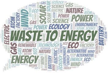 Fototapeta premium Waste To Energy word cloud. Wordcloud made with text only.