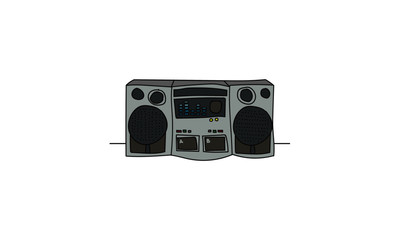 Music System Retro Vintage Vector Hand Drawn Sketch Style