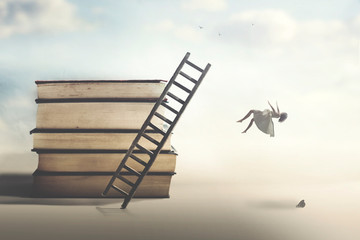concept of failure with a woman falling from a ladder © Cristina Conti