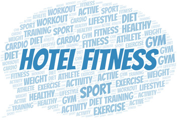 Hotel Fitness word cloud. Wordcloud made with text only.