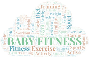Baby Fitness word cloud. Wordcloud made with text only.