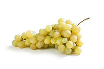 bunch of green grapes isolated on white background