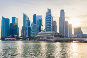 Fototapeta na wymiar Singapore Downtown financial business skyline