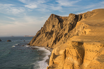 Coast of Paracas in Peru during the sunset