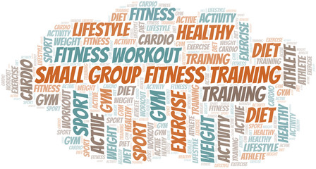 Obraz premium Small Group Fitness Training word cloud. Wordcloud made with text only.