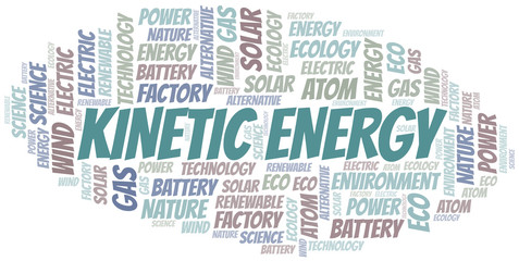 Obraz premium Kinetic Energy word cloud. Wordcloud made with text only.