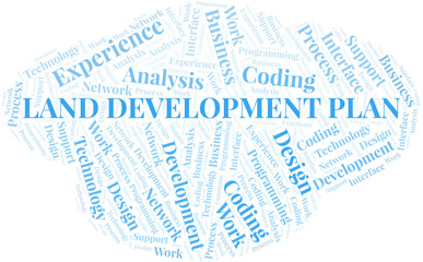 Land Development Plan word cloud. Wordcloud made with text only.