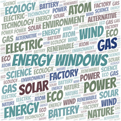 Energy Windows word cloud. Wordcloud made with text only.