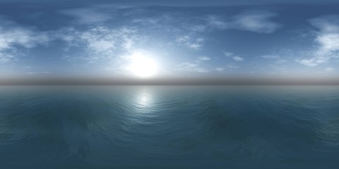 Naklejka na ściany i meble panorama of sea sunset. Environment map. HDRI . equidistant projection. Spherical panorama. landscape