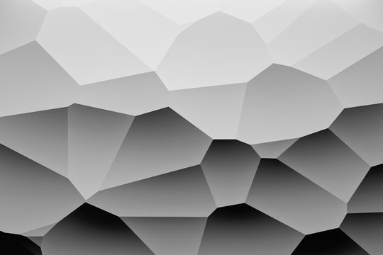 Abstract black and white background with large geometric shapes. 3d illustration.